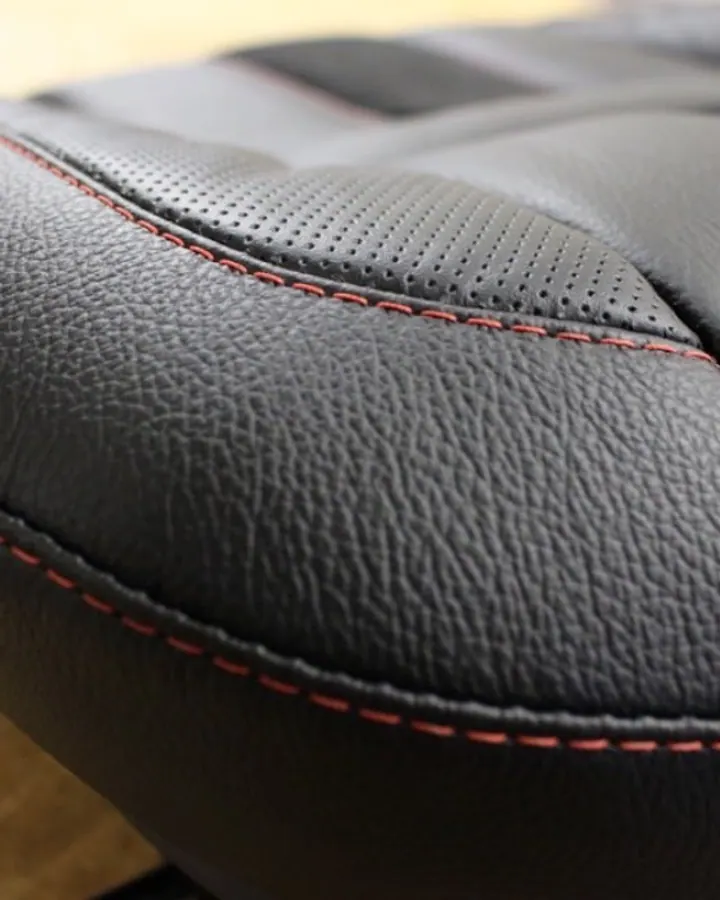 Black Perforated And Grained Leather