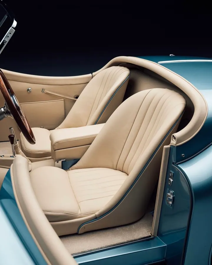 Ice Blue Piping On Cream Leather