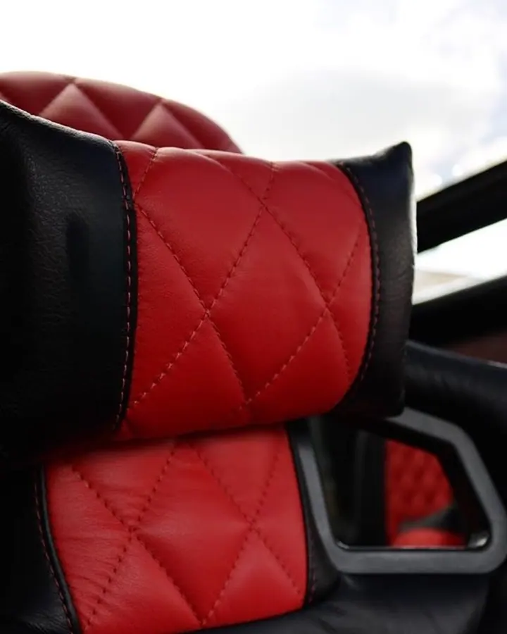 Red And Black Defender Seat Upgrade